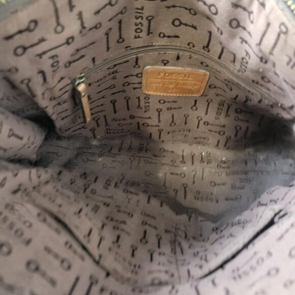 Vintage Fossil Reissue Large Satchel Handbag Camel Brown Leather With Charms - Picture 10 of 10